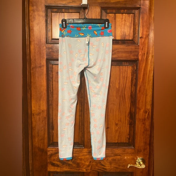 LuLaRoe OS Leggings Turquoise Bold Color Print Blue Ocean Life Pattern Seashells - Picture 6 of 13